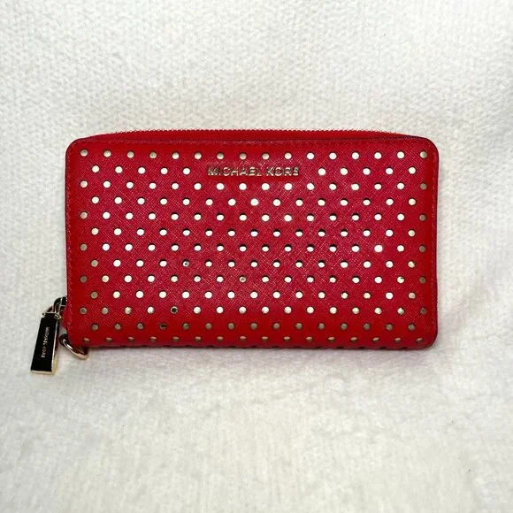 Michael Kors Red/Gold Eyelet wallet - Picture 13 of 13